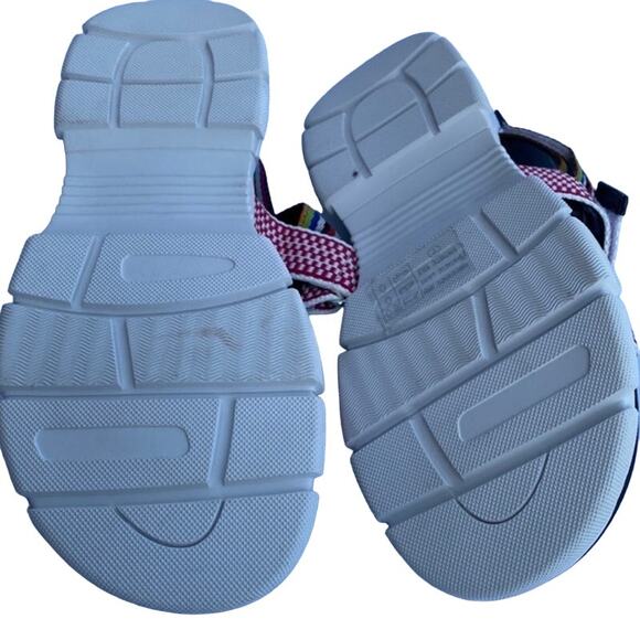 Villa Rouge Padded Crossband Platform Sandals Size 7 Open Toe Hook & Loop Flats - Picture 6 of 8